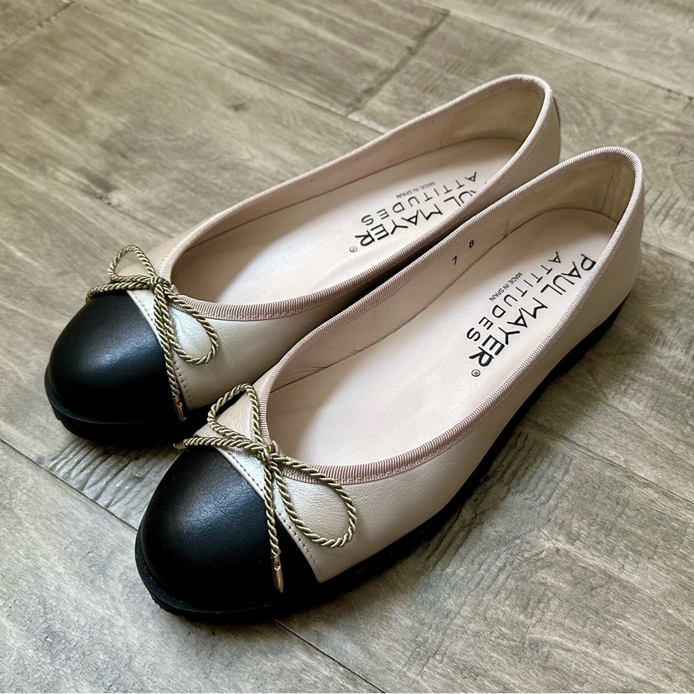 NEW Paul Mayer Attitudes Bravo Lug Sole Ballet, Black/Champagne Color, Size 7